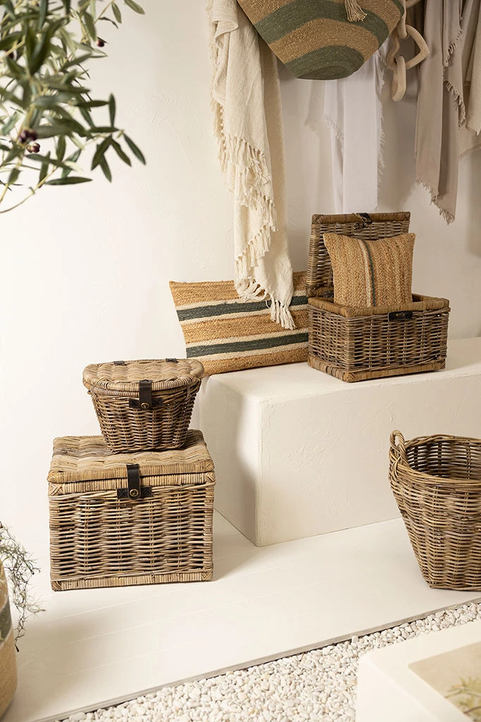 Lot De 2 Coffres Gigognes En Rotin Grisé - Java 2 Lot De 2 Coffres Gigognes En Rotin Grisé - Java – Image 2