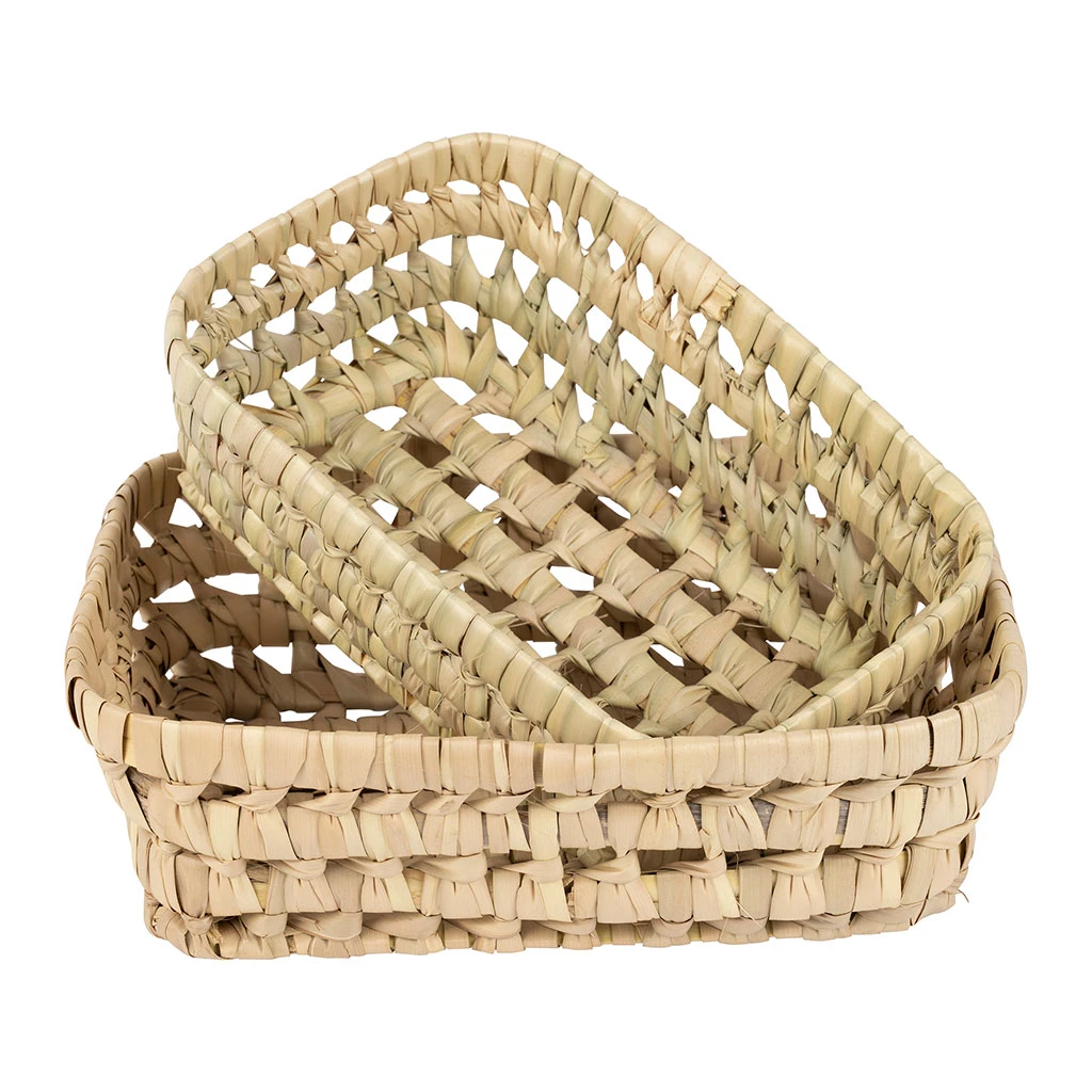 Lot De 2 Corbeilles En Feuille De Palmier Naturel 25x20xh10cm - Beezz 2 Lot De 2 Corbeilles En Feuille De Palmier Naturel 25x20xh10cm - Beezz – Image 2