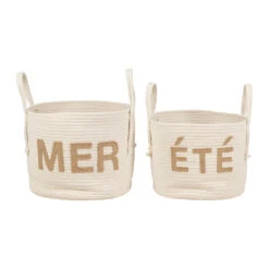 Lot De 2 Paniers En Coton Et Jute écru - Eté A La Mer