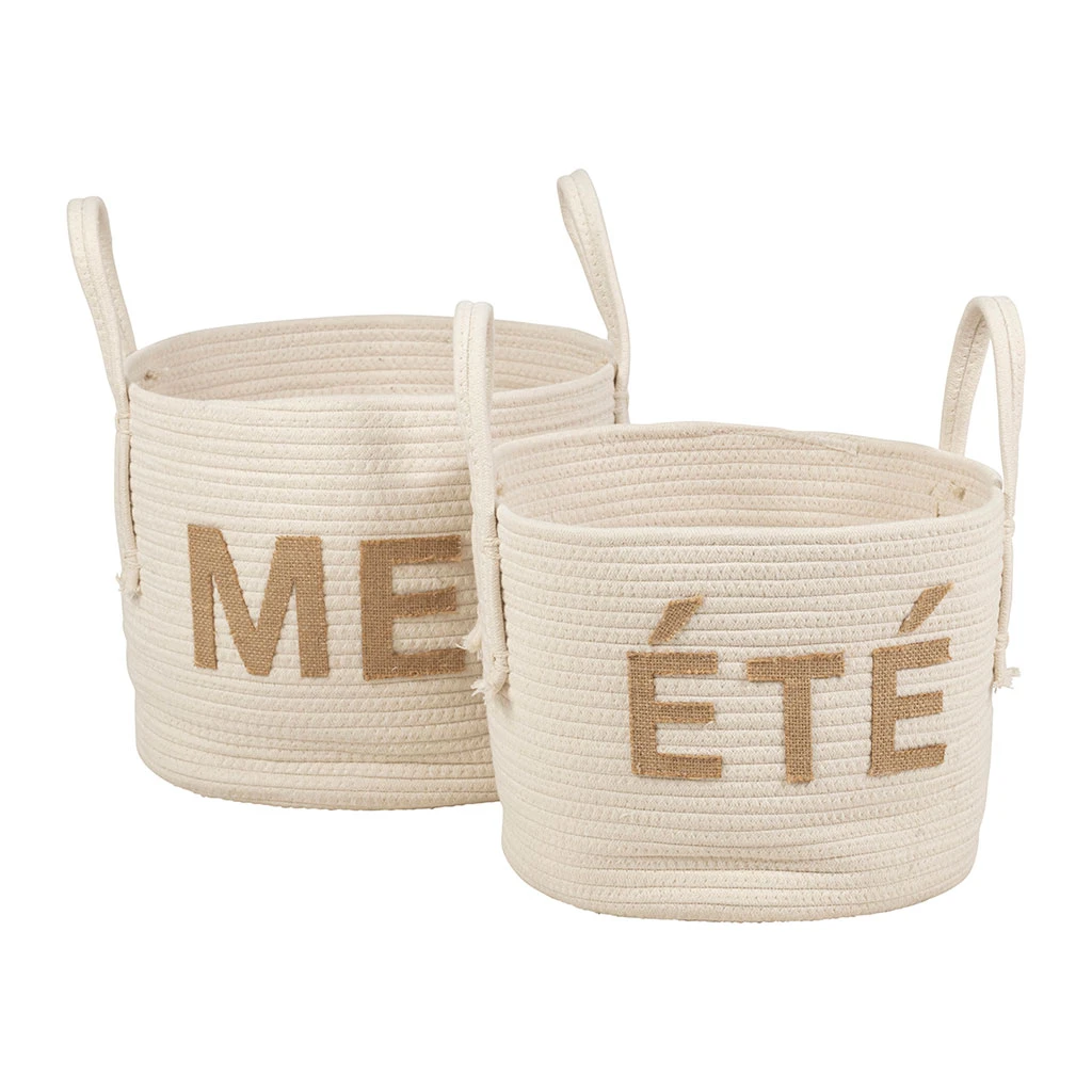 Lot De 2 Paniers En Coton Et Jute écru - Eté A La Mer 2 Lot De 2 Paniers En Coton Et Jute écru - Eté A La Mer – Image 2