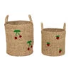 Lot De 2 Paniers En Jonc De Mer Naturel Et Cerise Rouge - Les Fruits