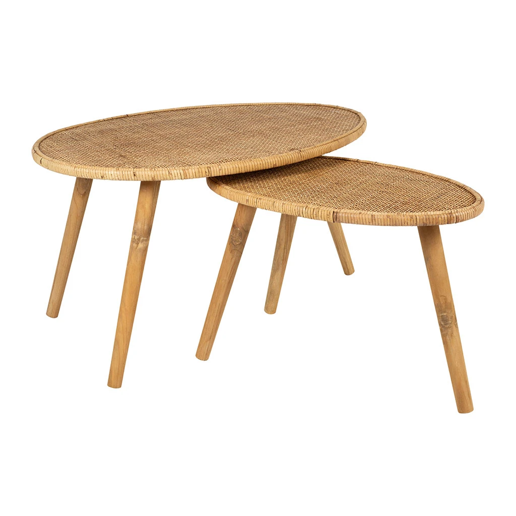 Table Basse Gigogne (lot De 2) En Rotin Naturel - Tamba 2 Table Basse Gigogne (lot De 2) En Rotin Naturel - Tamba – Image 2