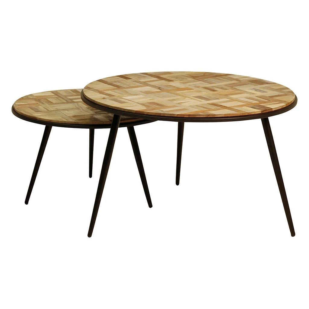 Table Basse Gigogne Ronde (lot De 2) En Teck - Wally 2 Table Basse Gigogne Ronde (lot De 2) En Teck - Wally – Image 2