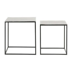 Table Basse Gigogne Carrée (lot De 2) En Aluminium Et Fer Argenté - Felia