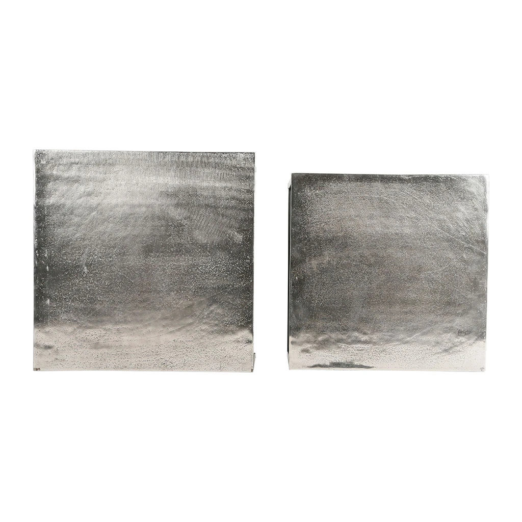 Table Basse Gigogne Carrée (lot De 2) En Aluminium Et Fer Argenté - Felia 4 Table Basse Gigogne Carrée (lot De 2) En Aluminium Et Fer Argenté - Felia – Image 4