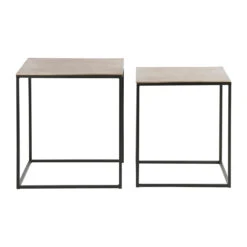 Table Basse Gigogne Carrée (lot De 2) En Aluminium Et Fer Doré - Felia