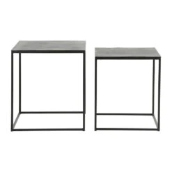 Table Basse Gigogne Carrée (lot De 2) En Aluminium Et Fer Noir - Felia