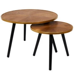 Table Basse Gigogne Ronde (lot De 2) En Pin - Faya