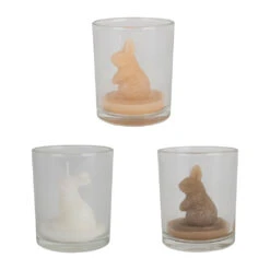 Lot De 3 Bougies Lapin Blanc Beige Et Marron 2h - Floreal