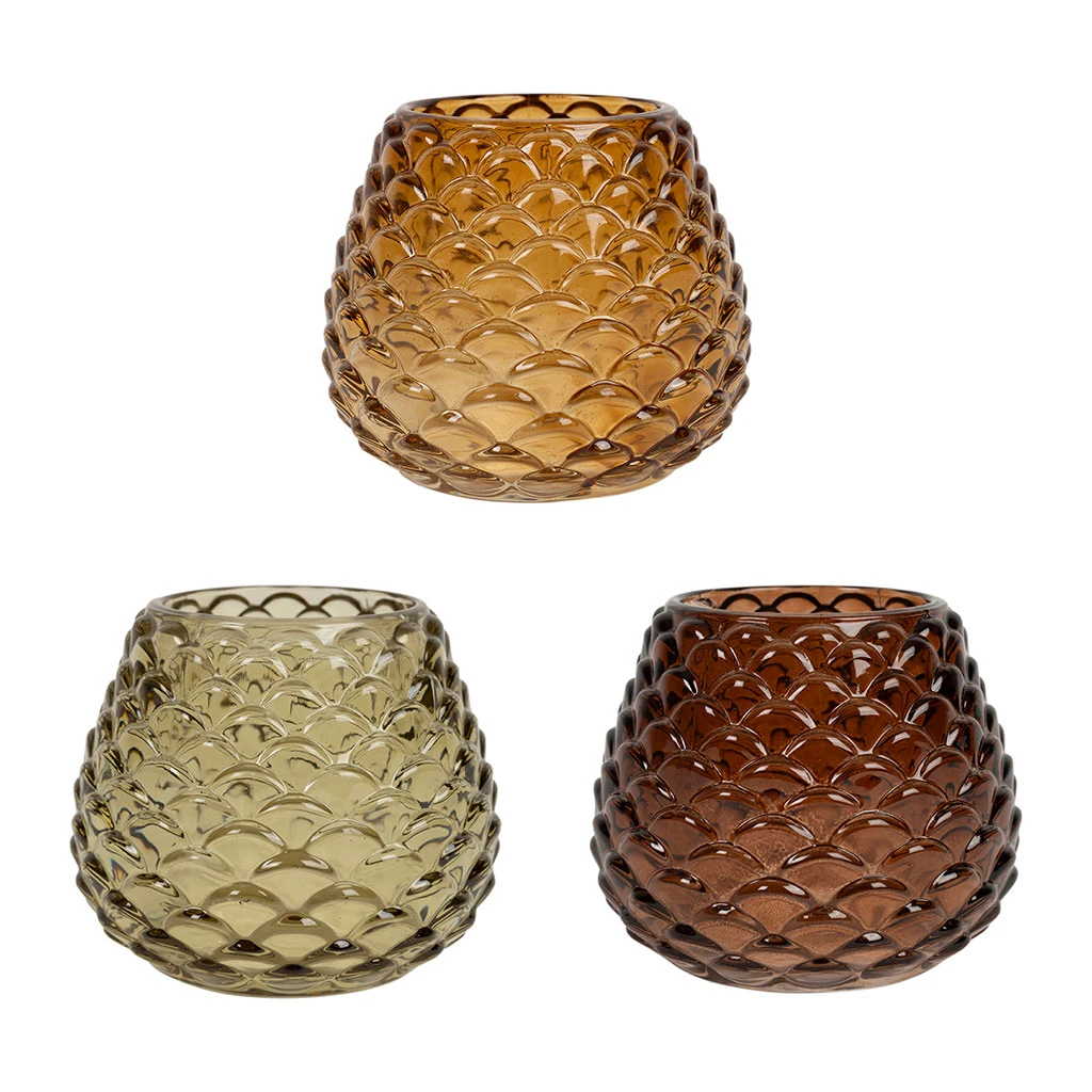 Lot De 3 Photophores En Verre Multicolore H8.6cm - Prisca 1 Lot De 3 Photophores En Verre Multicolore H8.6cm - Prisca