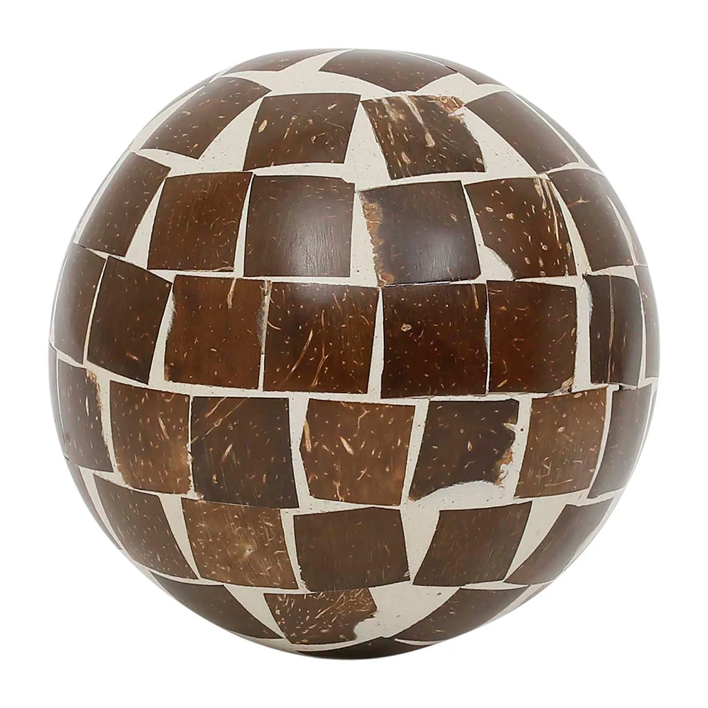 Lot De 6 Boules Décoratives En Résine Brun Et Blanc D10cm - Komati 2 Lot De 6 Boules Décoratives En Résine Brun Et Blanc D10cm - Komati – Image 2