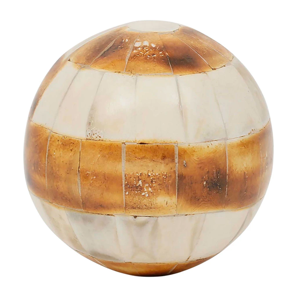 Lot De 6 Boules Décoratives En Résine Brun Et Ivoire D10cm - Karumba 3 Lot De 6 Boules Décoratives En Résine Brun Et Ivoire D10cm - Karumba – Image 3