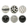 Lot De 6 Boules Décoratives En Résine Noir Et Blanc D10cm - Etnik