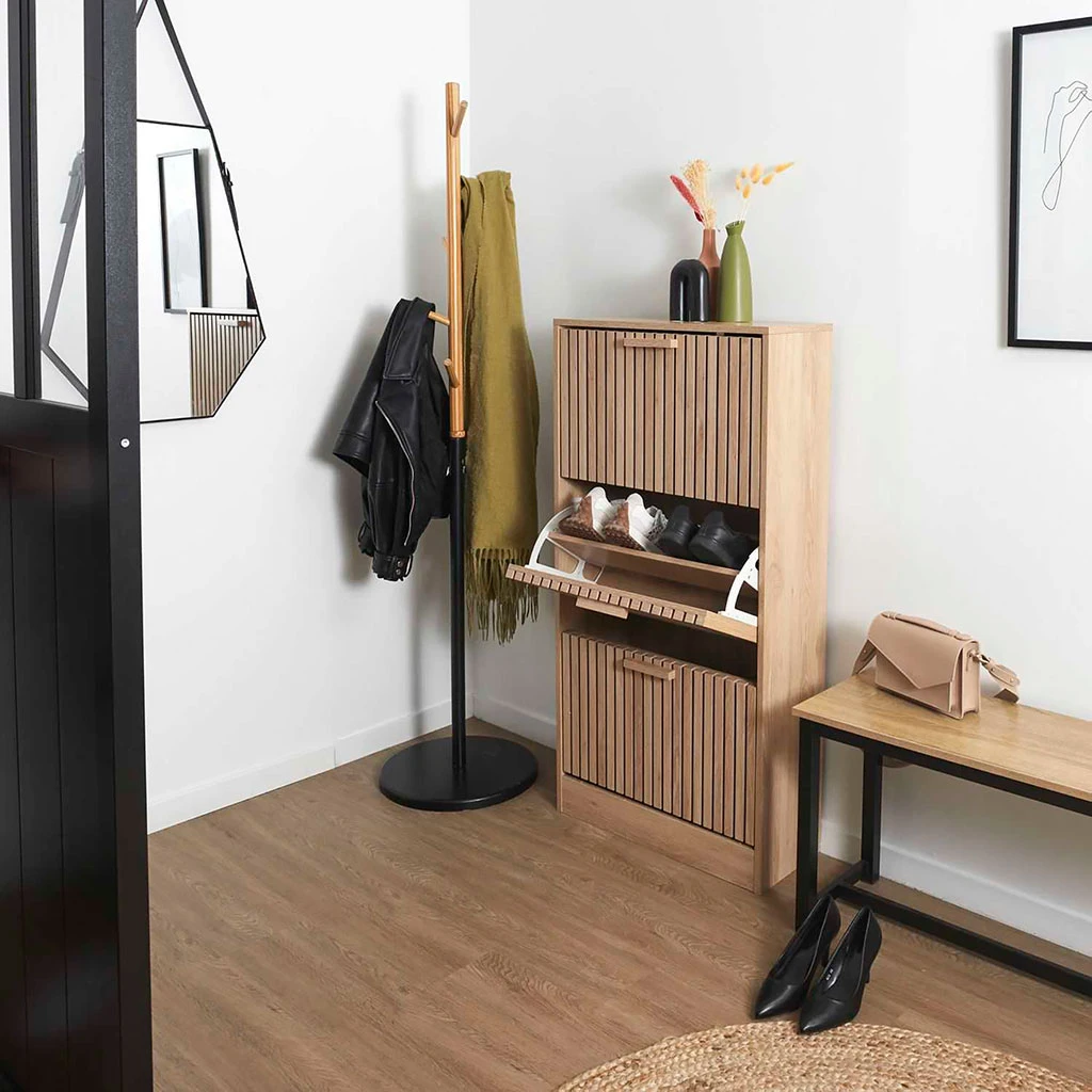 Meuble à Chaussures 3 Portes H113cm - Kara 2 Meuble à Chaussures 3 Portes H113cm - Kara – Image 2