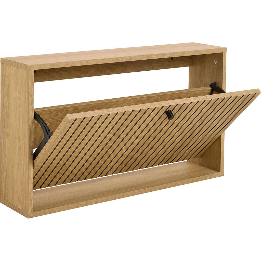 Meuble à Chaussures Mural En Bois Naturel 2 Portes L72cm - Albany 4 Meuble à Chaussures Mural En Bois Naturel 2 Portes L72cm - Albany – Image 4