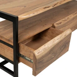 Meuble Tv 3 Portes En Acacia Et Pieds En Fer Noir - Brooklyn -Magasin Général Pour La Maison meuble tv 3 portes en acacia et pieds en fer noir brooklyn 320021 320021 DET03 WEB