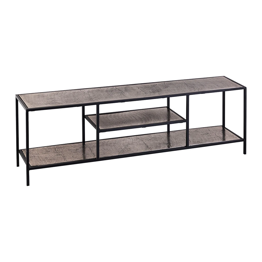 Meuble TV En Acier Et Aluminium Argenté L150cm - Felia 1 Meuble TV En Acier Et Aluminium Argenté L150cm - Felia