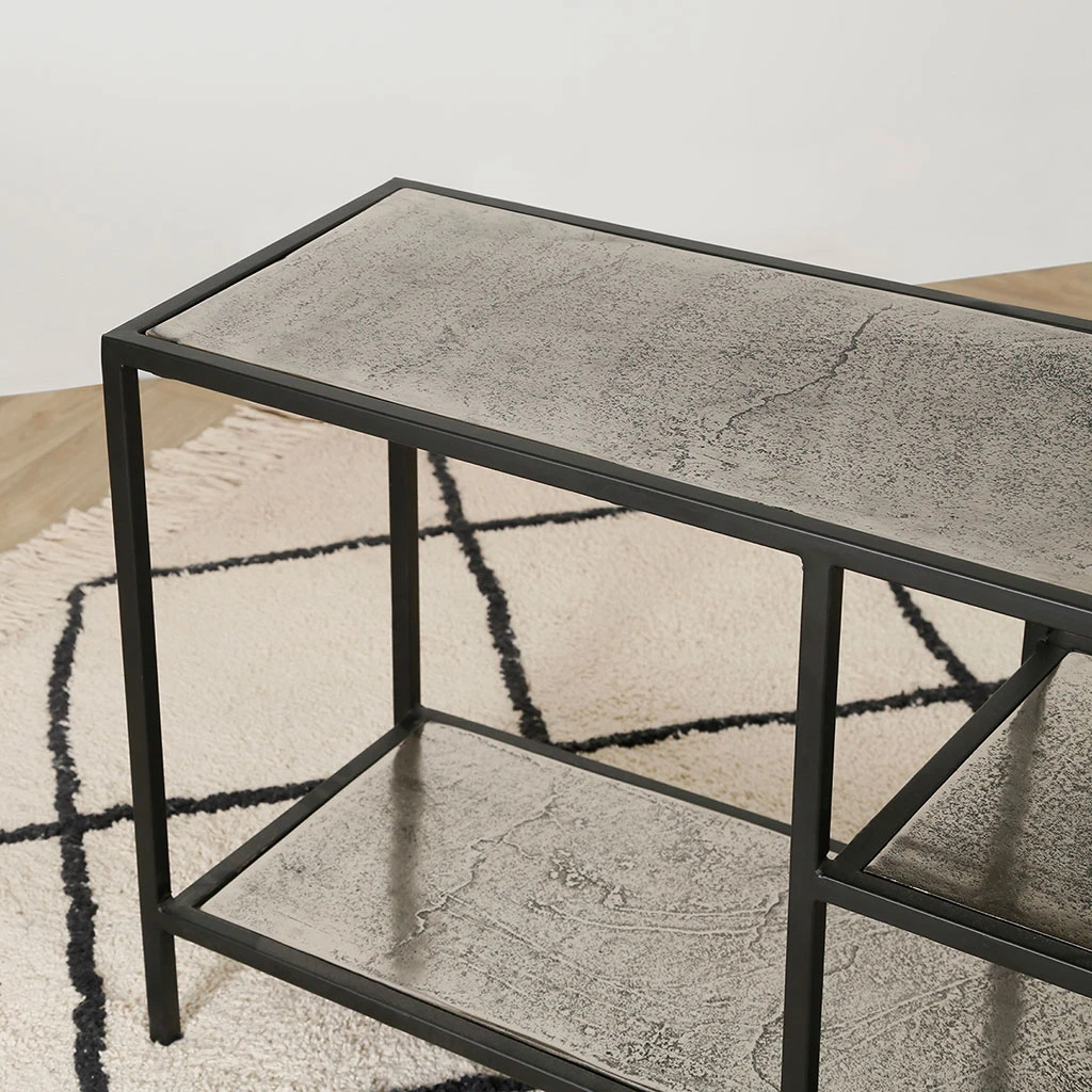 Meuble TV En Acier Et Aluminium Argenté L150cm - Felia 6 Meuble TV En Acier Et Aluminium Argenté L150cm - Felia – Image 6