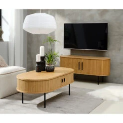 Unique Meuble TV En Placage Chêne Naturel L120cm - Nola -Magasin Général Pour La Maison meuble tv en placage chene naturel l120cm nola 648108 648108 FRN08 WEB 2