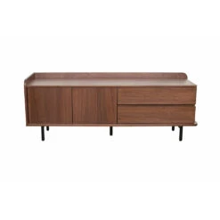 Meuble TV En Placage Noyer Marron 150x55cm - Gino