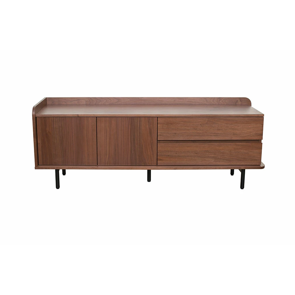 Meuble TV En Placage Noyer Marron 150x55cm - Gino 1 Meuble TV En Placage Noyer Marron 150x55cm - Gino