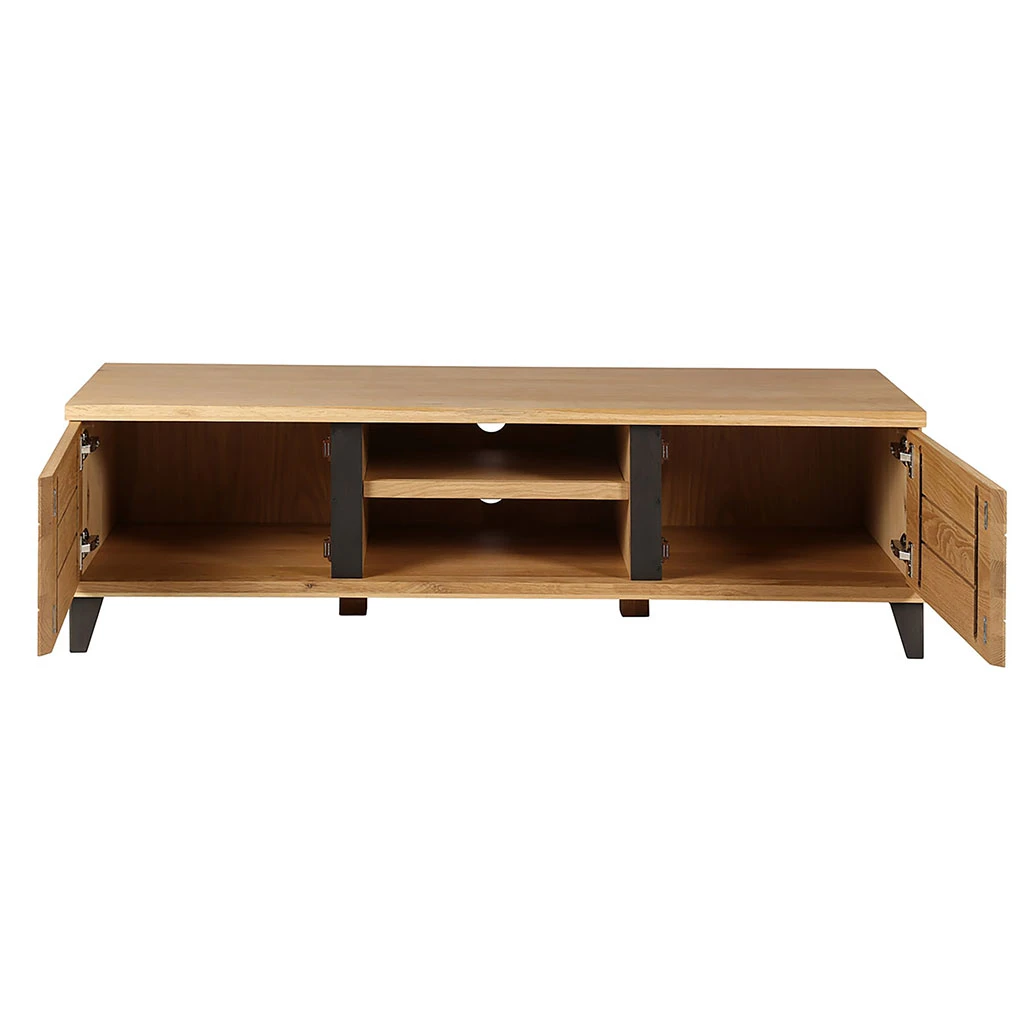 Meuble TV Naturel En Chêne 2 Portes L150cm - Manny 6 Meuble TV Naturel En Chêne 2 Portes L150cm - Manny – Image 6