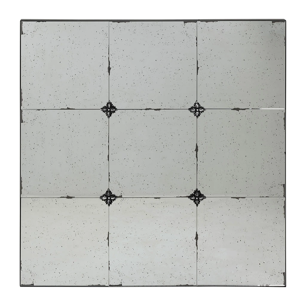 Miroir Carré En Fer Noir 91x91cm - Antique 1 Miroir Carré En Fer Noir 91x91cm - Antique