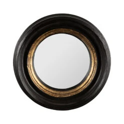 Miroir Rond Noir Et Dore D21cm En Résine - Aureol