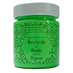 Moutarde Saveur Basilic & Pignons (pot Vert)
