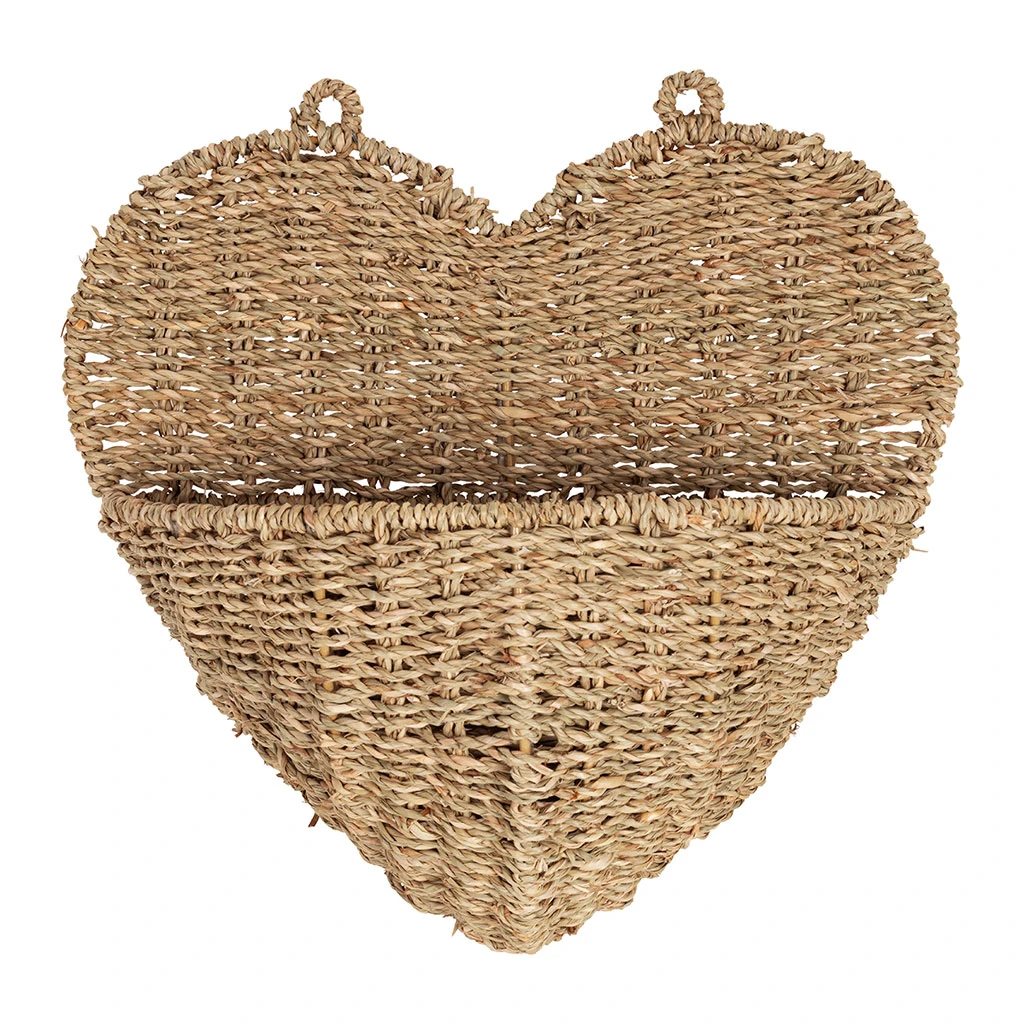 Panier Mural Cœur En Jonc De Mer Naturel 33x32cm-Chaumière 1 Panier Mural Cœur En Jonc De Mer Naturel 33x32cm-Chaumière