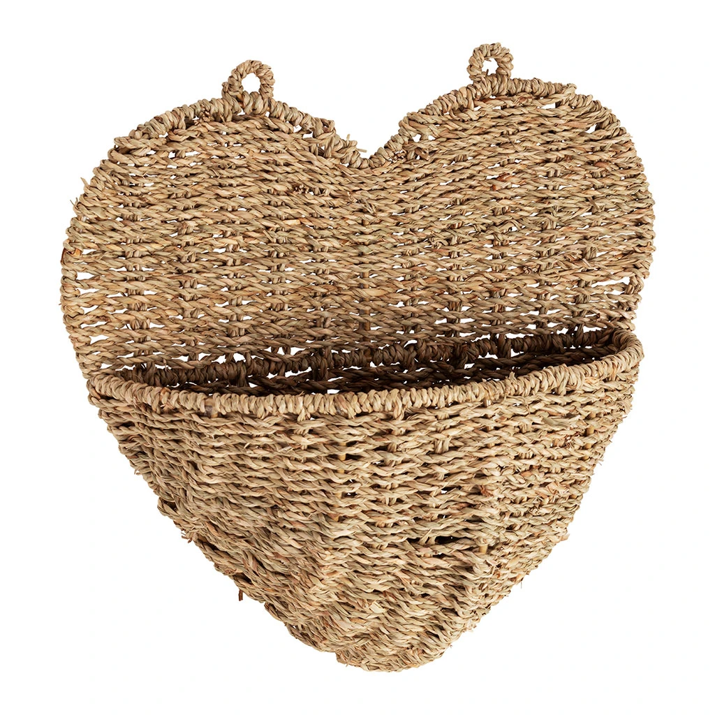 Panier Mural Cœur En Jonc De Mer Naturel 33x32cm-Chaumière 2 Panier Mural Cœur En Jonc De Mer Naturel 33x32cm-Chaumière – Image 2