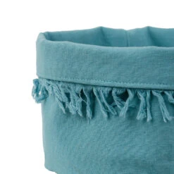 Panière à Pain En Coton Turquoise D18cm - Nalia -Magasin Général Pour La Maison paniere a pain nalia turquoise d18xh15cm coton 180g m2 37556 37556 DET01 WEB 1