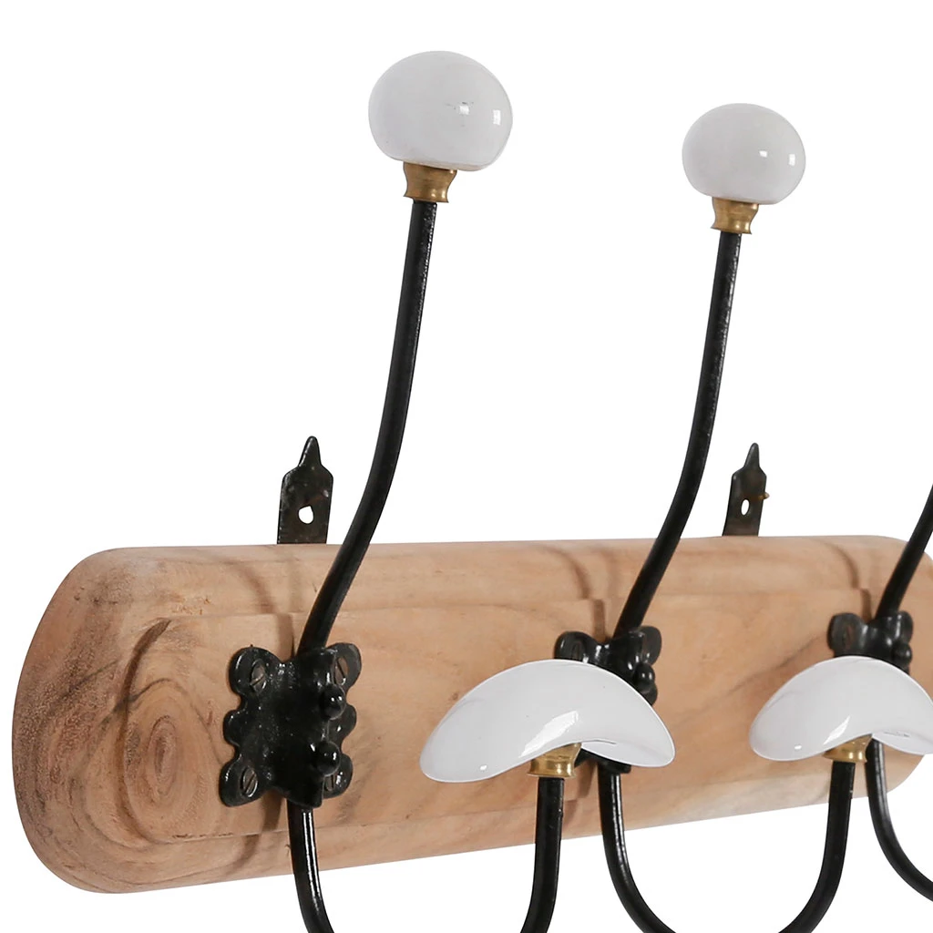 Patère 3 Crochets En Acacia Et Fer Naturel Et Blanc - Campagne 2 Patère 3 Crochets En Acacia Et Fer Naturel Et Blanc - Campagne – Image 2