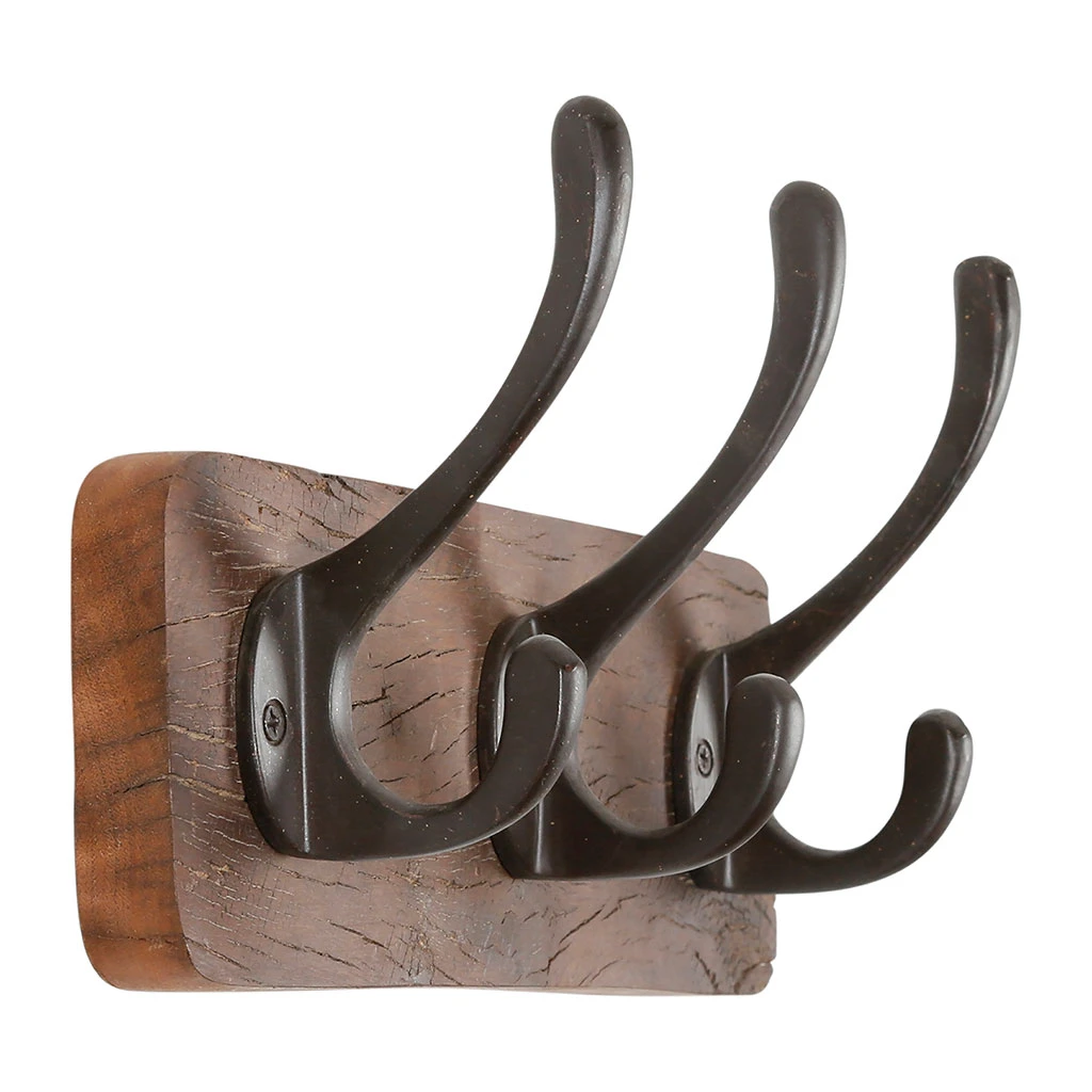 Patère 3 Crochets En Shorea Et Ferrier Brun - Campagne 2 Patère 3 Crochets En Shorea Et Ferrier Brun - Campagne – Image 2