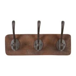 Patère 3 Crochets En Shorea Et Ferrier Brun - Campagne