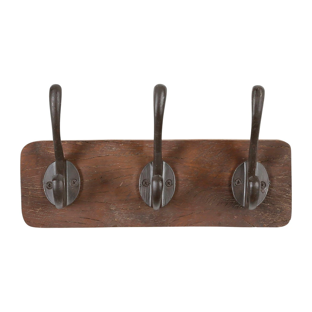 Patère 3 Crochets En Shorea Et Ferrier Brun - Campagne 1 Patère 3 Crochets En Shorea Et Ferrier Brun - Campagne