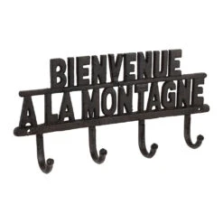 Patère 4 Crochets Bienvenue à La Montagne En Fonte Brun - Minrai