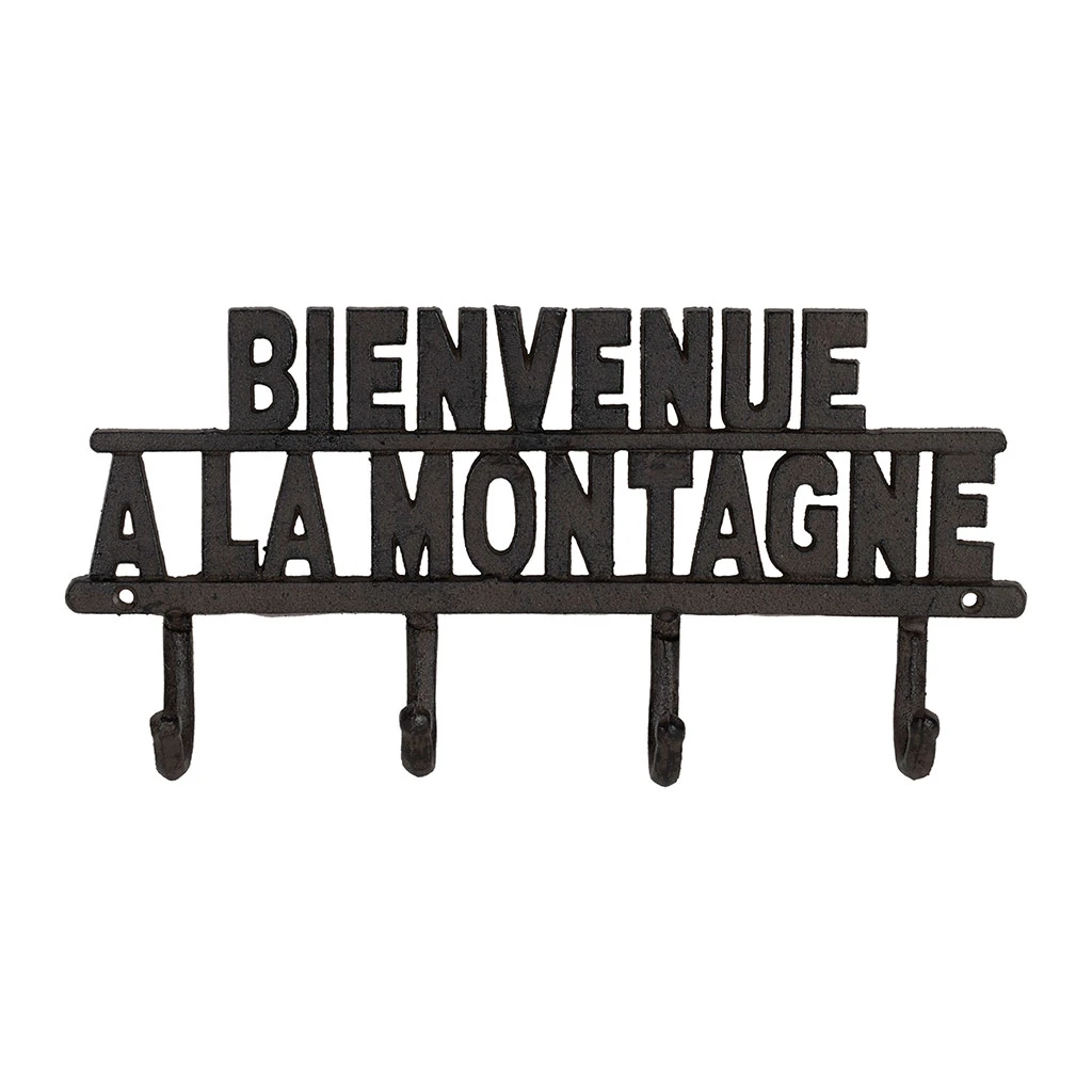 Patère 4 Crochets Bienvenue à La Montagne En Fonte Brun - Minrai 2 Patère 4 Crochets Bienvenue à La Montagne En Fonte Brun - Minrai – Image 2
