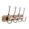 Patère 4 Crochets En Acacia Et Fer Naturel Et Blanc - Campagne