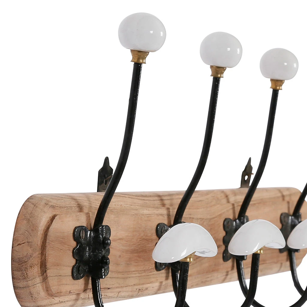 Patère 4 Crochets En Acacia Et Fer Naturel Et Blanc - Campagne 2 Patère 4 Crochets En Acacia Et Fer Naturel Et Blanc - Campagne – Image 2