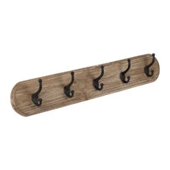 Patère 5 Crochets En Sapin Et Métal Naturel L85cm - Trappeur