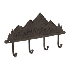 Patères 4 Crochets Montagnes En Fonte Brun - Montagne