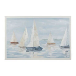 Peinture Sur Toile Bleu Et Beige 120x80cm - Voilier