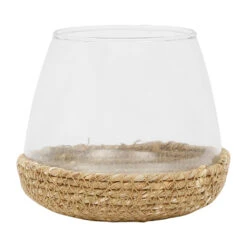 Photophore En Jute Naturel Et Verre - Ourea