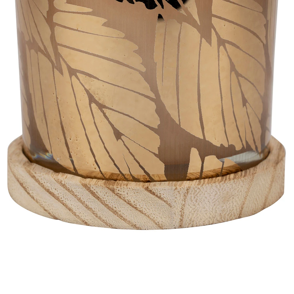 Photophore En Verre Et Bois Ambre D10cm - Noisetier 3 Photophore En Verre Et Bois Ambre D10cm - Noisetier – Image 3