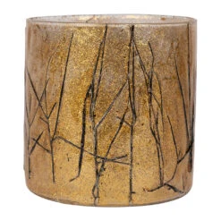 Photophore En Verre Et Végétaux Doré Et Noir D10cm - Brindille