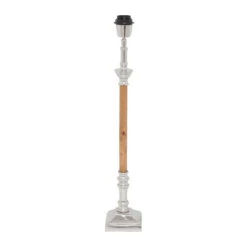 Pied Lampe En Aluminium Et Manguier H60cm Argent - Chaveny