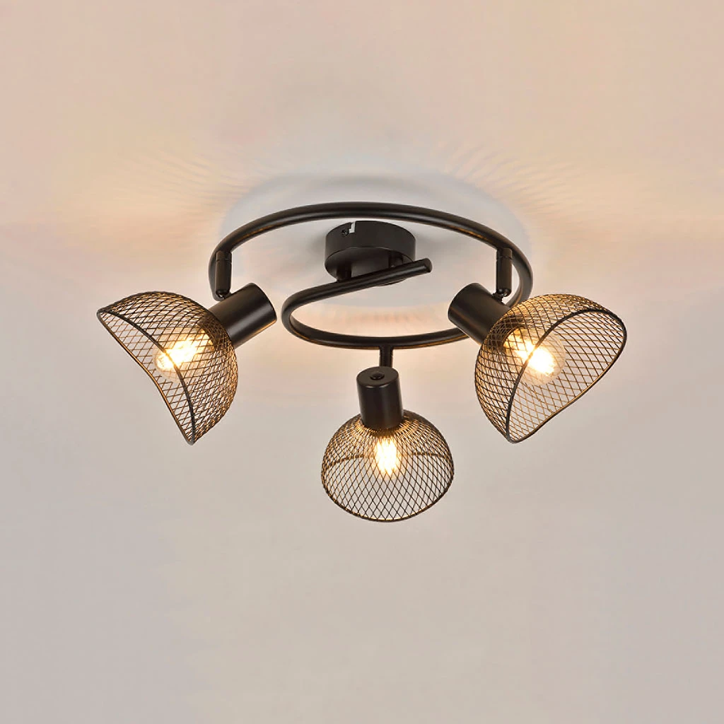 Plafonnier 3 Lumières En Metal H18cm Mat Noir - Iris 2 Plafonnier 3 Lumières En Metal H18cm Mat Noir - Iris – Image 2
