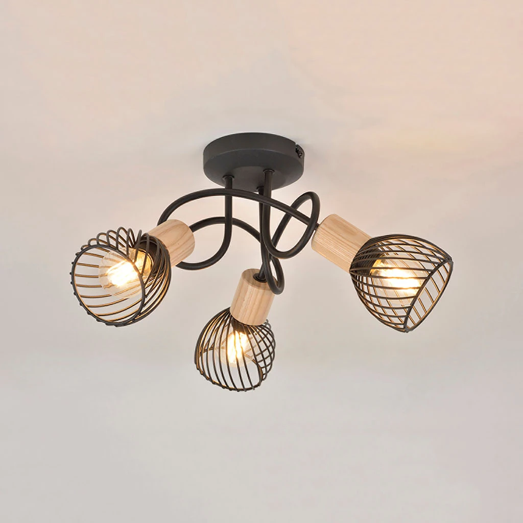 Plafonnier 3 Lumières En Metal H21 Cm Mat Noir - Kento 2 Plafonnier 3 Lumières En Metal H21 Cm Mat Noir - Kento – Image 2