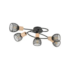 Plafonnier 5 Lumières En Metal L67cm Mat Noir - Kento